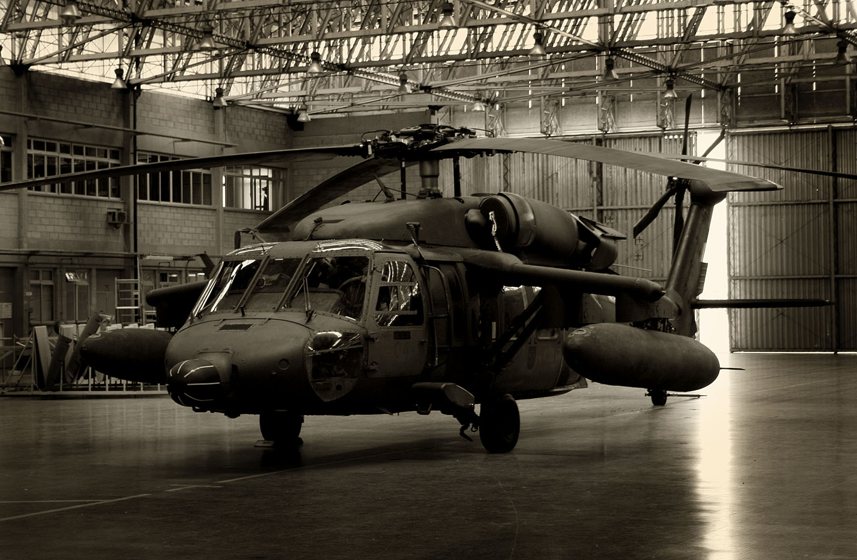 Maintaining Black Hawk Military Helicopters